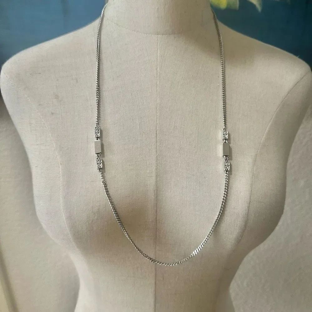 Monet silver tone long chain necklace